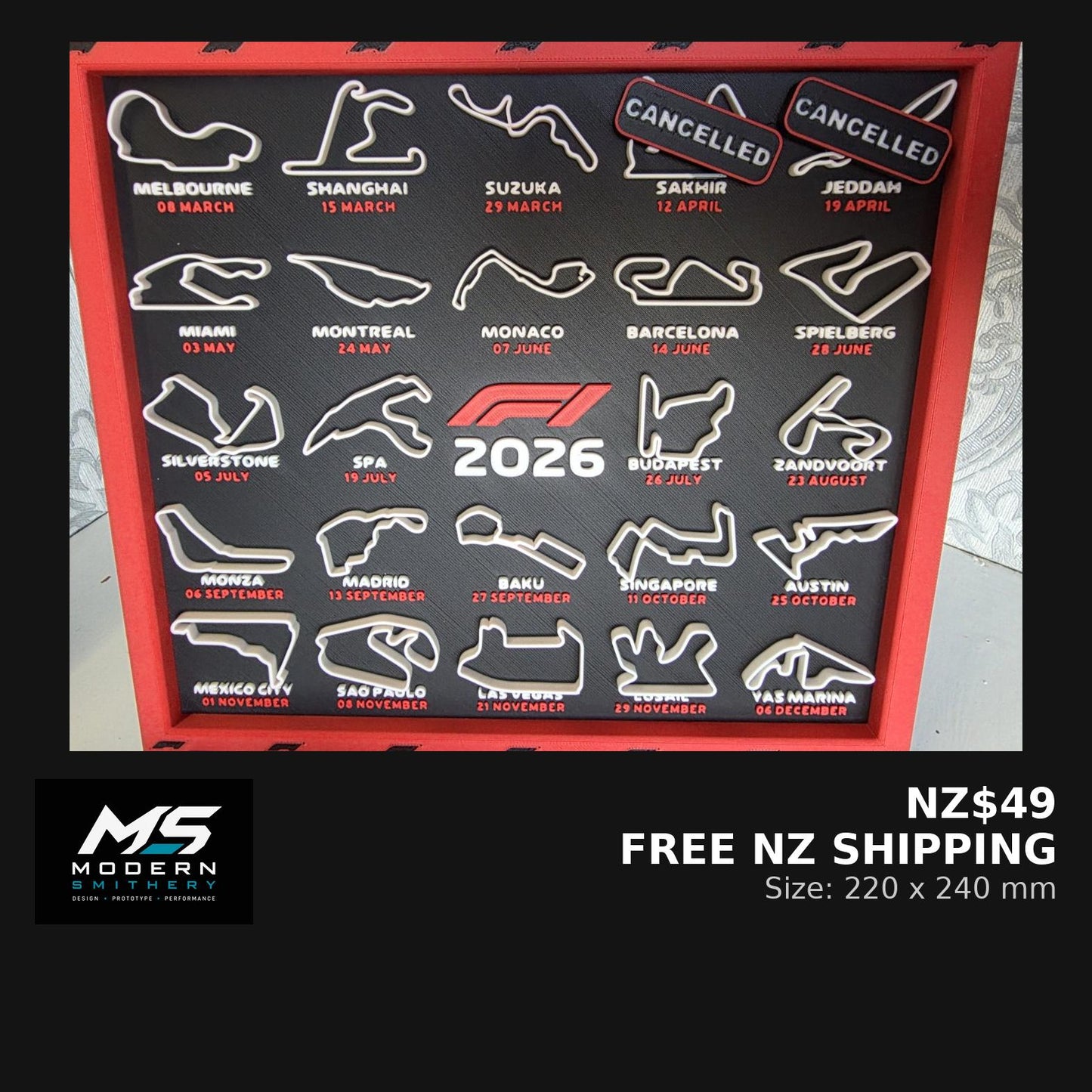 2026 Formula 1 Track Map Limited Edition  – The One With The Cancelled Races
